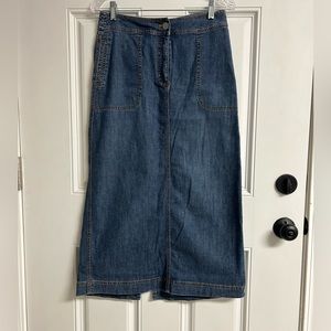 Vintage Chicos Denim Slit Back Long Skirt Size 0